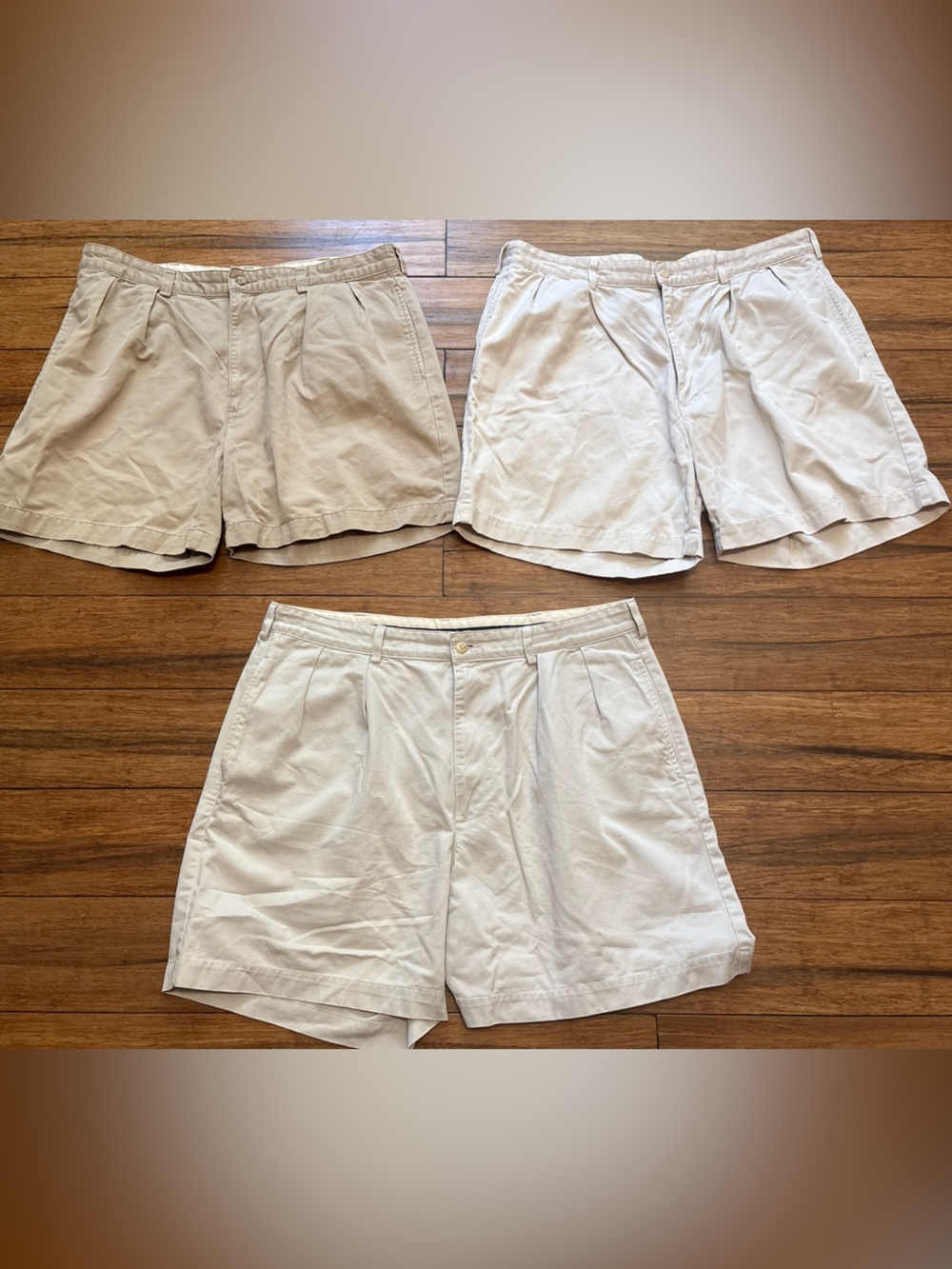 Lot Of 3 Polo Ralph Lauren Men’s Andrew Shorts Size 38 Pleated Chino Khaki Vtg